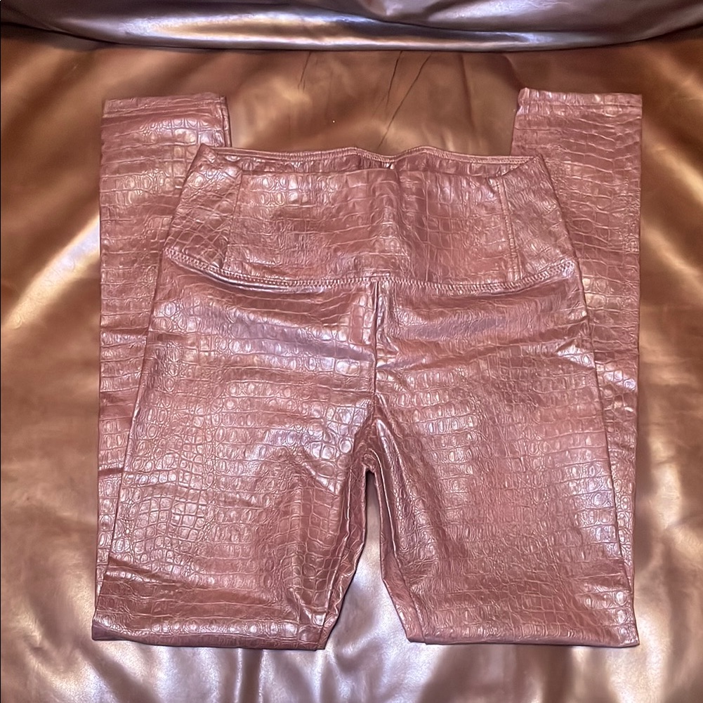 Crocodile Embossed Brown Pants Crocodile Embossed Brown Pants